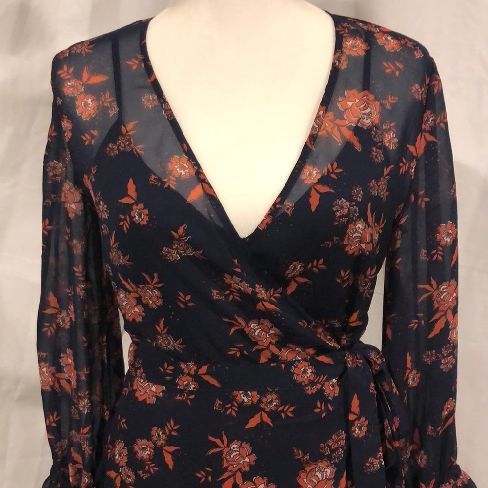 The Fifth Label Sheer Dress with navy slip